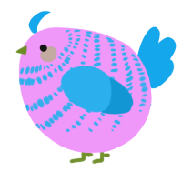 A lavender and sky chicken with a bar pattern