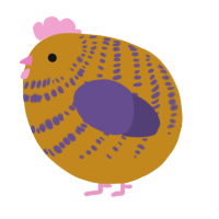 A ochre and overcast chicken with a bar pattern