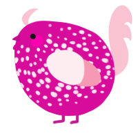 A fuchsia and rose chicken with a speckle pattern