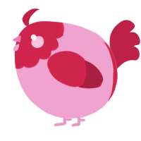 A pink and crimson chicken with a head pattern