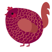 A maroon and red chicken with a lace pattern
