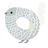 A silver and white chicken with a lace pattern