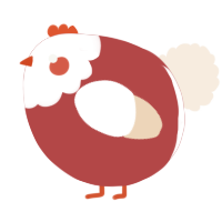 A red and cream chicken with a head pattern