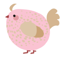 A rose and beige chicken with a speckle pattern