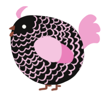 A black and pink chicken with a lace pattern