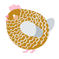 A ochre and mist chicken with a lace pattern