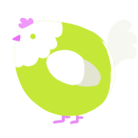 A lime and white chicken with a head pattern