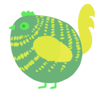 A brown and indigo chicken with a bar pattern