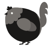 A sable and grey chicken with a head pattern