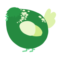 A viridian and apple chicken with a neck-speckle pattern