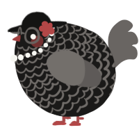A sable and grey chicken with a lace pattern