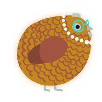 A ochre and russet chicken with a lace pattern