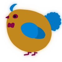 A ochre and sapphire chicken