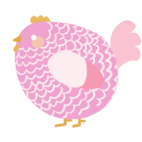 A pink and rose chicken with a lace pattern