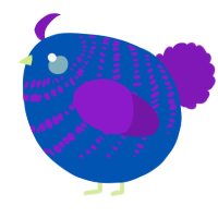 A ultramarine and violet chicken with a bar pattern