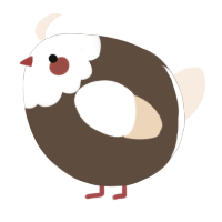A bark and cream chicken with a head pattern