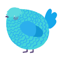 A aqua and sky chicken with a lace pattern