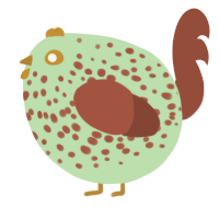 A gluppy and russet chicken with a speckle pattern