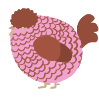 A pink and russet chicken with a lace pattern