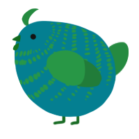 A sea and viridian chicken with a bar pattern