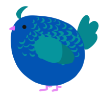 A ultramarine and teal chicken with a half-lace pattern
