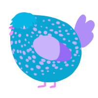 A cerulean and lilac chicken with a speckle pattern