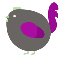 A grey and plum chicken