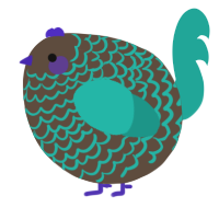 A bark and turquoise chicken with a lace pattern