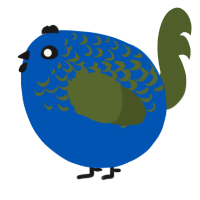 A ultramarine and olive chicken with a half-lace pattern