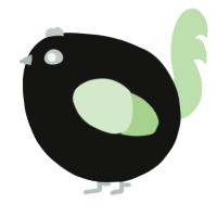 A black and gluppy chicken