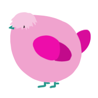 A pink and fuchsia chicken