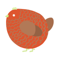 A vermilion and brown chicken with a lace pattern