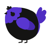 A black and indigo chicken with a head pattern