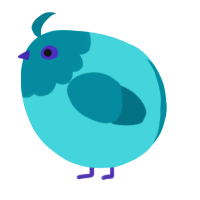 A aqua and sea chicken with a head pattern