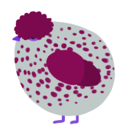A silver and wine chicken with a speckle pattern
