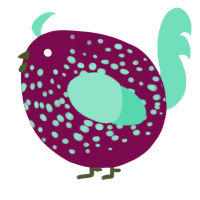 A wine and mint chicken with a speckle pattern