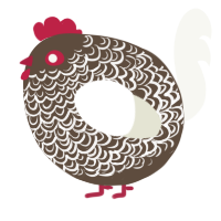 A bark and white chicken with a double-lace pattern