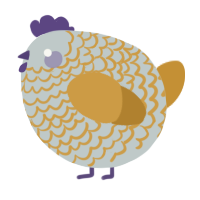 A silver and gold chicken with a lace pattern