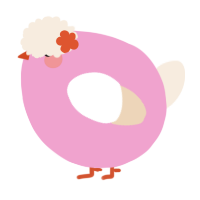 A pink and cream chicken