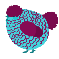 A aqua and wine chicken with a lace pattern