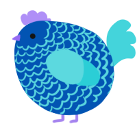 A ultramarine and aqua chicken with a lace pattern