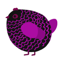 A black and plum chicken with a lace pattern