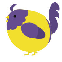 A yellow and overcast chicken with a head pattern