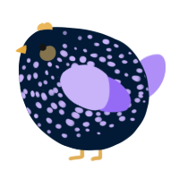 A tumblr and lilac chicken with a speckle pattern