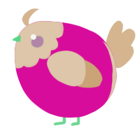 A fuchsia and beige chicken with a head pattern