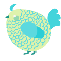 A apple and aqua chicken with a lace pattern