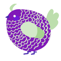 A violet and gluppy chicken with a lace pattern