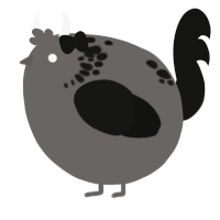 A grey and black chicken with a neck-speckle pattern