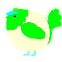 A white and leaf chicken with a head pattern