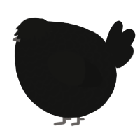 A black chicken with a lace pattern